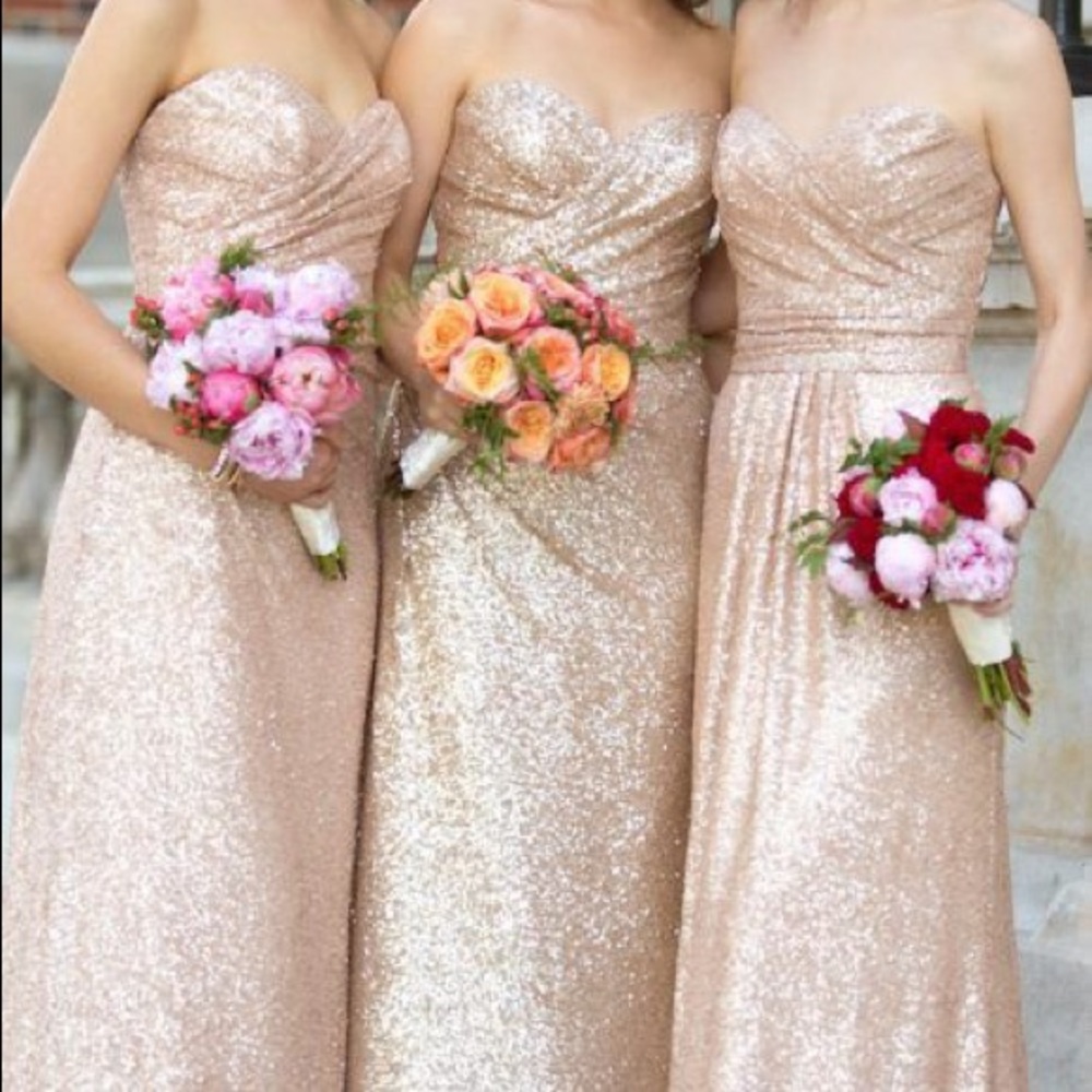 Brushed Gold Sequin Sorella Vita full length dress